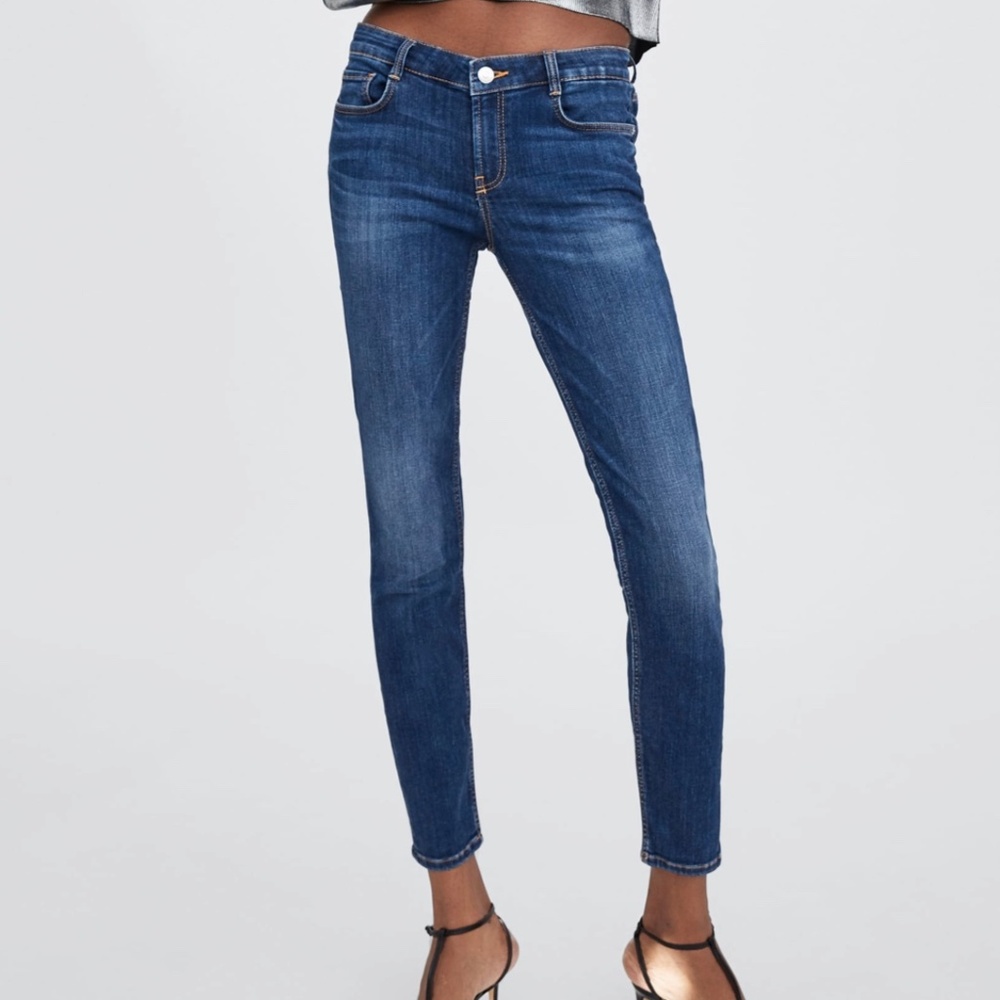 ZARA Skinny Jeans:Navy Blue, US 12, 14/Eur 44, 46